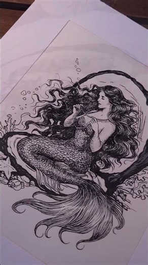 🧜‍♀️ 𝐌𝐞𝐫𝐦𝐚𝐢𝐝 India ink on paper