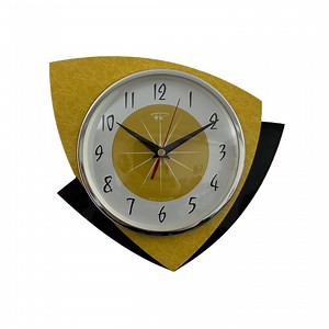 Mid Century Modern Wall Clock: Yellow Naugahyde Laminate, Atomic Retro Design - Etsy UK