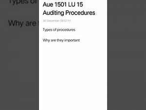 AUE 1501 Learning Unit 15 Audit Procedures #Unisa