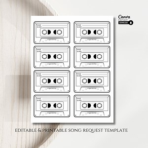 Editable Song Request Cards: Cassette Design, Printable Template (digital Download) - Etsy