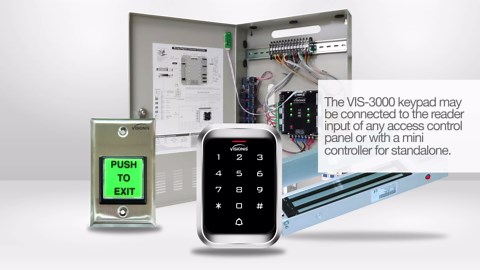 Visionis FPC-5662 VIS-3000 Access Control Indoor Outdoor Rated IP68 Keypad/Reader Standalone With Mini Controller, Wiegand No Software EM Cards 1000 Users Kit, Power Supply, Pack Of 10 Proximity Cards