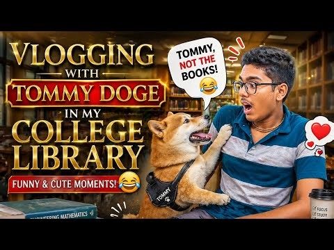 Vlogging with Tommy Doge in My College Library 🐶 | Funny & Cute Moments