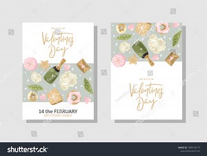 Set Valentines Day Greeting Cards Flowers Stock Vector (Royalty Free) 1589146177 | Shutterstock