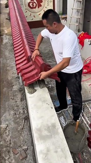 Installing a value roof on a wall to create a beautiful decorative roof cladding wall #construction