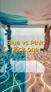 You have to live in one of these rooms FOREVER 😳 Choose wisely… BLUE OCEAN or PINK SHORE? #EpoxyArt