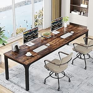 Amazon.com: Tribesigns 78.7 Inches Extra Long Computer Desk 2 Person Desk, Double Long Desk, Workstaion for Home Office, Brown+Black : Home & Kitchen