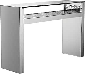 Benjara Metal Console Table with One Open Shelf, Silver and Chrome