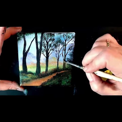 Landschaft mit einem Weg & Bäumen malen lernen [Acrylmalen Zeitraffer] landscape painting timelapse