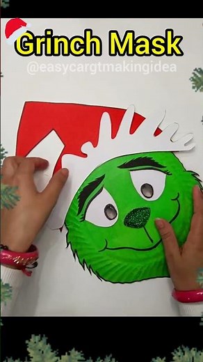 grinch Mask with paper plate | Christmas craft | grinch craft #grinchmakeup #paperplatecrafts