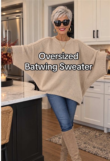Everyone is loving the oversized batwing sweater trend this season! 🤍 So cozy without looking sloppy, and the knit is gorgeous! Plus, it’s on a huge sale right now. Check if they still have your size! 🛍️ #BatwingSweater #FallFashion #TikTokShopFinds #CozyChic #FallOutfits