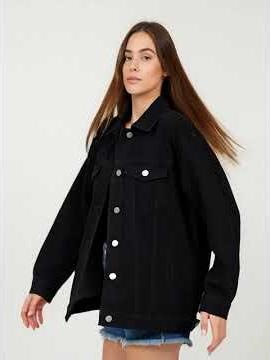 The Noir Essential: Women’s Oversized Black Denim Jacket | Urban Sophistication by Zellberry