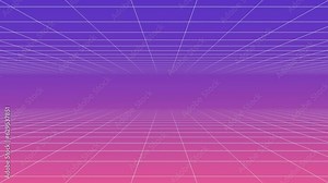 3D futuristic visualisation of metaverse immersive virtual world with endless space from grid, 4K seamless sci-fi animated background