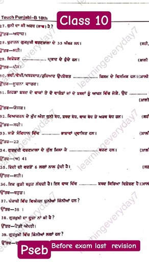PSEB Punjabi B 2026 💯 Last Minute Revision | Full Marks Trick| Revision 😱 Class 10 PSEB 2026 |