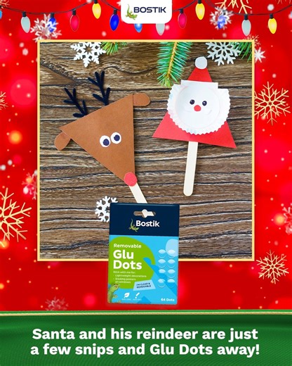 Craft your jolly stick puppets with colored paper and Glu Dots to spread Christmas cheer all around! Click here to learn more: https://diy.bostik.com/en-PH/products/stationery-craft/glu-dots-removable | BOSTIK