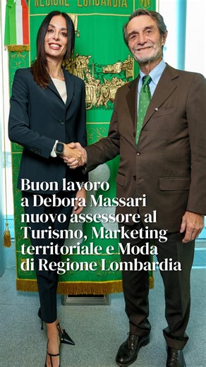 Buon lavoro a Debora Massari nuovo assessore al Turismo, Marketing territoriale e Moda di Regione Lombardia. #Lombardia | Attilio Fontana