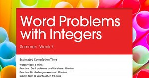 Word Problems with Integers