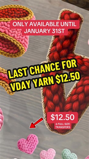 Valentine’s Day Yarn DTF Transfers for $12.50
