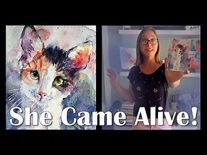 This Calico Kitten came ALIVE when I used this trick - how to watercolor paint a cat for beginners