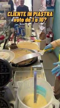 Customer on the griddle for a crepe, Federica! Rating from 1 to 10? #creperie #nutella #yogurteria