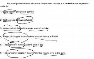 For each problem below, circle the independent variable and und... | Filo