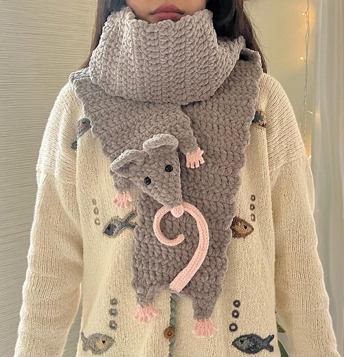 Handmade Crochet Rat Scarf, Animal Lover Gift - Etsy