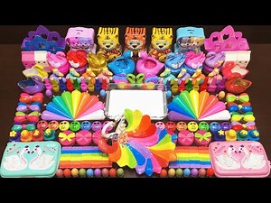 SWAN Slime !RELAXING WITH CLAY PIPING BAG & RAINBOW ! Mixing Random Things into Glossy Slime #795