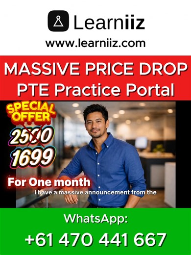 PTE SUCCESS JUST BECAME AFFORDABLE! 🎓✨ We’ve heard you! High-quality PTE preparation shouldn't cost a fortune. 📉 MASSIVE PRICE DROP❌ Was: ~~2500~~ ✅ Now: 1700 (PERMANENT PRICE!) What do you get? 💻 Full access to our AI-Powered Practice Portal 📈 Real-time scoring & feedback 👨‍🏫 1-on-1 Mentorship from experts Don't let high costs hold back your future. Start your journey toward a 79 score today! 🔗 Link in bio to enroll! > 💬 DM us