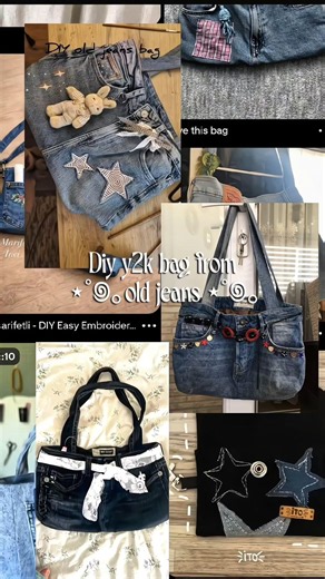 give your skinny jeans a glow up!! diy old jeans y2k bag.👜 #y2k #diybag #transformation #shorts