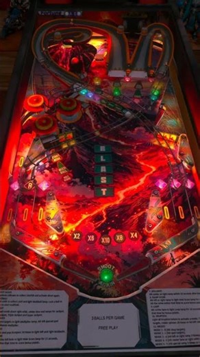 Fire Mountain Pinball VR 🌋 | Inferno Rail Loops Table POV (Immersive 80s Visuals)