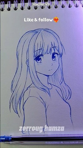 كيف ترسم فتاة انمي بأسهل طريقة خطوة بخطوة 🥹❤️‍🔥How to draw anime girl #shorts #رسم #drawing #art