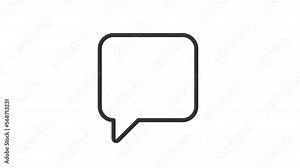 Animated chat bubble linear icon. Social media interaction. Messenger conversation. Seamless loop HD video with alpha channel on transparent background. Outline motion graphic animation