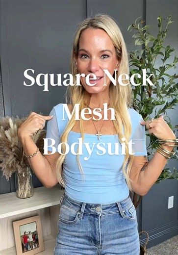 Flattering Square Neck Mesh Bodysuit for Warm Weather