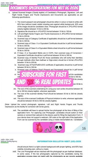 NEET UG 2026 DOCUMENTS SISE SND FORMATS #neet2026 #neetupdate