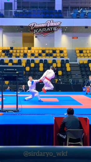 Fierce Kumite Ends with Ura Mawashi Geri Knockdown #karate #kumite #shorts