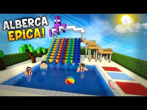 MINECRAFT: HOW TO MAKE AN EPIC POOL WITH 5+ SLIDES! | IT'S REALLY EPIC FOR YOUR HOME