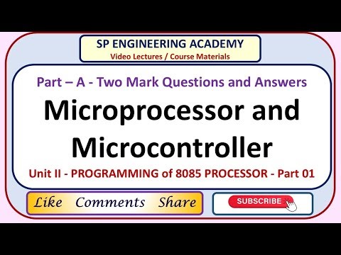 04 Microprocessor and Microcontroller – Unit II PROGRAMMING of 8085 PROCESSOR Part 01
