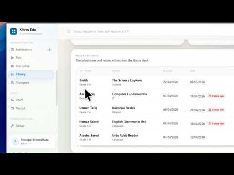 Smart Library Management System in Kliovo EDU (Urdu/Hindi)