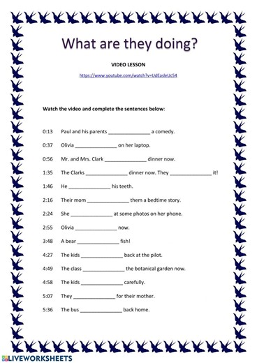 Present Continuous - video lesson worksheet