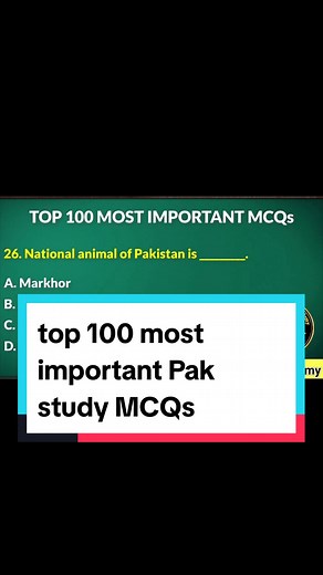 Top 100 Important Pak Study MCQs for PPSC Preparation