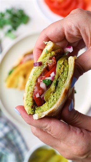 Smash Falafel Pita - so good because it has a crispy, thin layer of falafel spread all over the pita, giving you falafel in every bite! | Feel Good Foodie