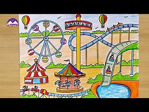 A day in the theme park drawing easy