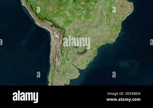 Paraguay map - extract. Shadow. Satellite Stock Video Footage - Alamy