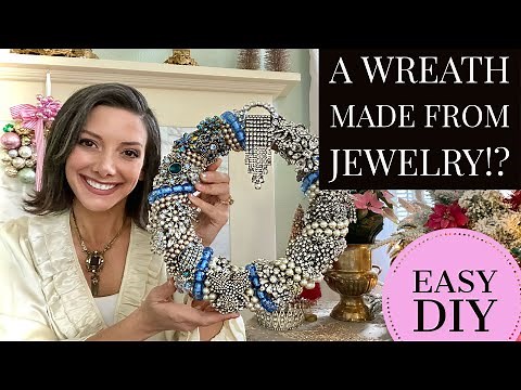 Thrift Store Vintage Jewelry Holiday Wreath DIY
