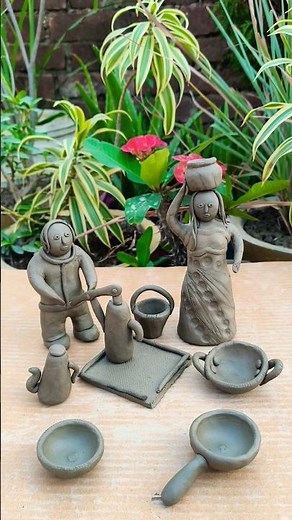 clay village lifestyle boy with gir, #miniature #clay #creative #clayart #chinaclay #miniaturelife l