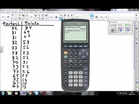 Droite de régression et coefficient de corrélation avec la Ti-83