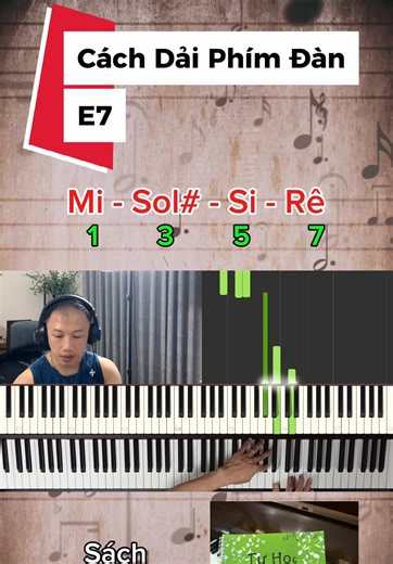 Cách chạy dải ngón piano hợp âm E7 #tuhocdemdanpiano #hocdanpiano #sachpiano #piano