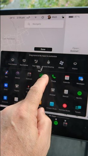 Adding a heated seats shortcut to the screen in a Tesla