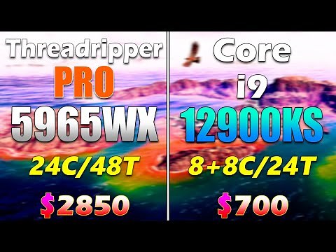 Core i9 12900KS (8+8C/24T) vs Ryzen Threadripper PRO 5965WX (24C/48T) | PC Gaming Tested