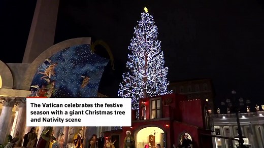 🎄The Vatican lit its giant Christmas tree and unveiled a Nativity scene in St. Peter's Square, with installations featuring regional Italian designs and art from Costa Rica | Reuters