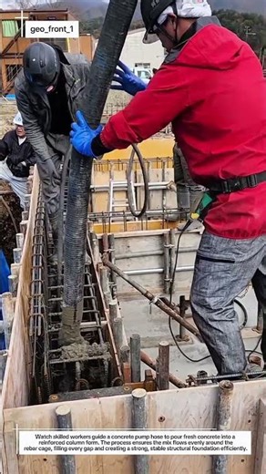Precision Concrete Pouring for Reinforced Column | Satisfying Construction Process